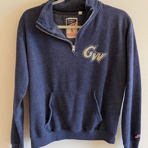 GWU quarter zip pullover sweatshirt navy blue small S